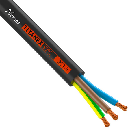 KABEL GUMOWY PRZEWÓD 3X1,5 TITANEX H07RN-F 1M W GUMOWEJ IZOLACJI 3G1,5 NEXANS