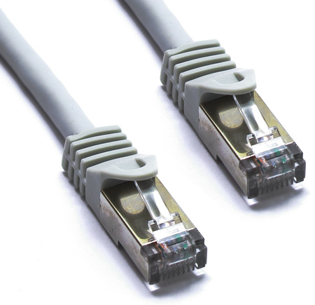 KABEL LAN SIECIOWY RJ45 CAT 7 S/FTP AWG26 LSZH SZARY PATCHCORD 0.5M