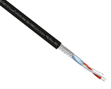 KABEL PRZEWÓD DMX 512/1990 LP0215 110 Ohm 2 X 0.35MM2 DATA CABLE BITNER 100m