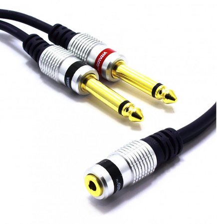 KABEL GNIAZDO JACK 3,5 - 2X WTYK 6,3 MONO VITALCO 3m MK72