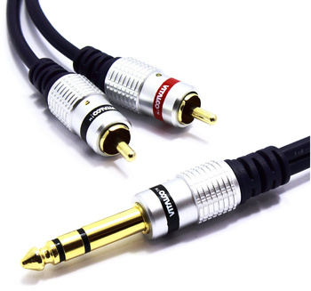 KABEL JACK 6,3 STEREO 2x WTYK RCA CINCH VITALCO 1,5m MK82