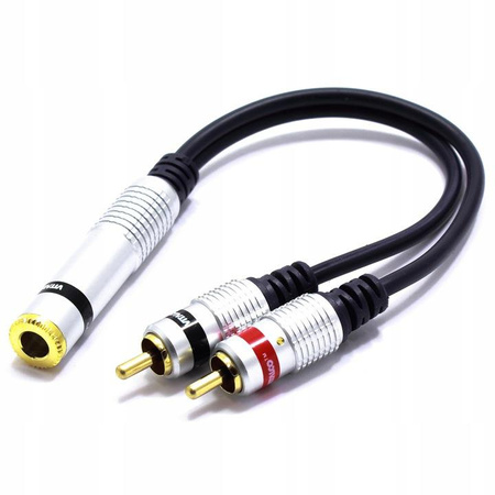 ADAPTER JACK GNIAZDO 6,3 STEREO NA 2x RCA VITALCO PRZEJŚCIÓWKA JACK 6.3 2 WTYKI CINCH